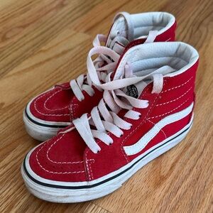 Vans Kids Red and White High-Top Sneakers